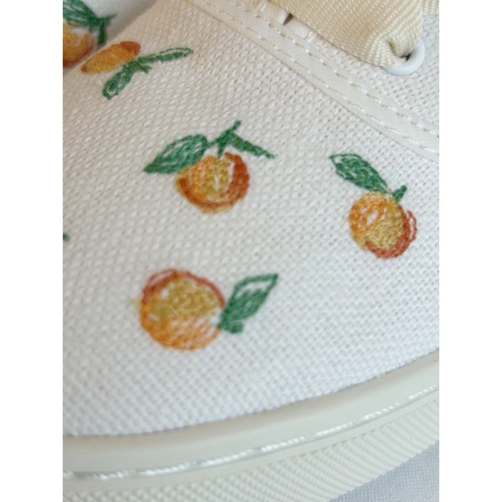 Soludos Womens Ivory Orange Embroidered Sneakers Espadrille Shoe Sz 7 / #S2620 - Picture 5 of 6